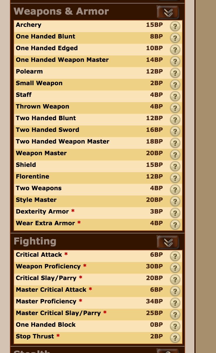 [NEROlarpOnLine.com Character Editor Weapons Tab]